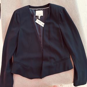 NWT Rebecca Taylor Black Crepe Lapel Jacket. NWT. Size 12.